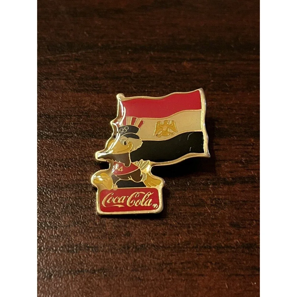 Vintage 1984 Los Angeles Olympics Coca Cola Sam Eagle Egypt Flag Lapel Pin